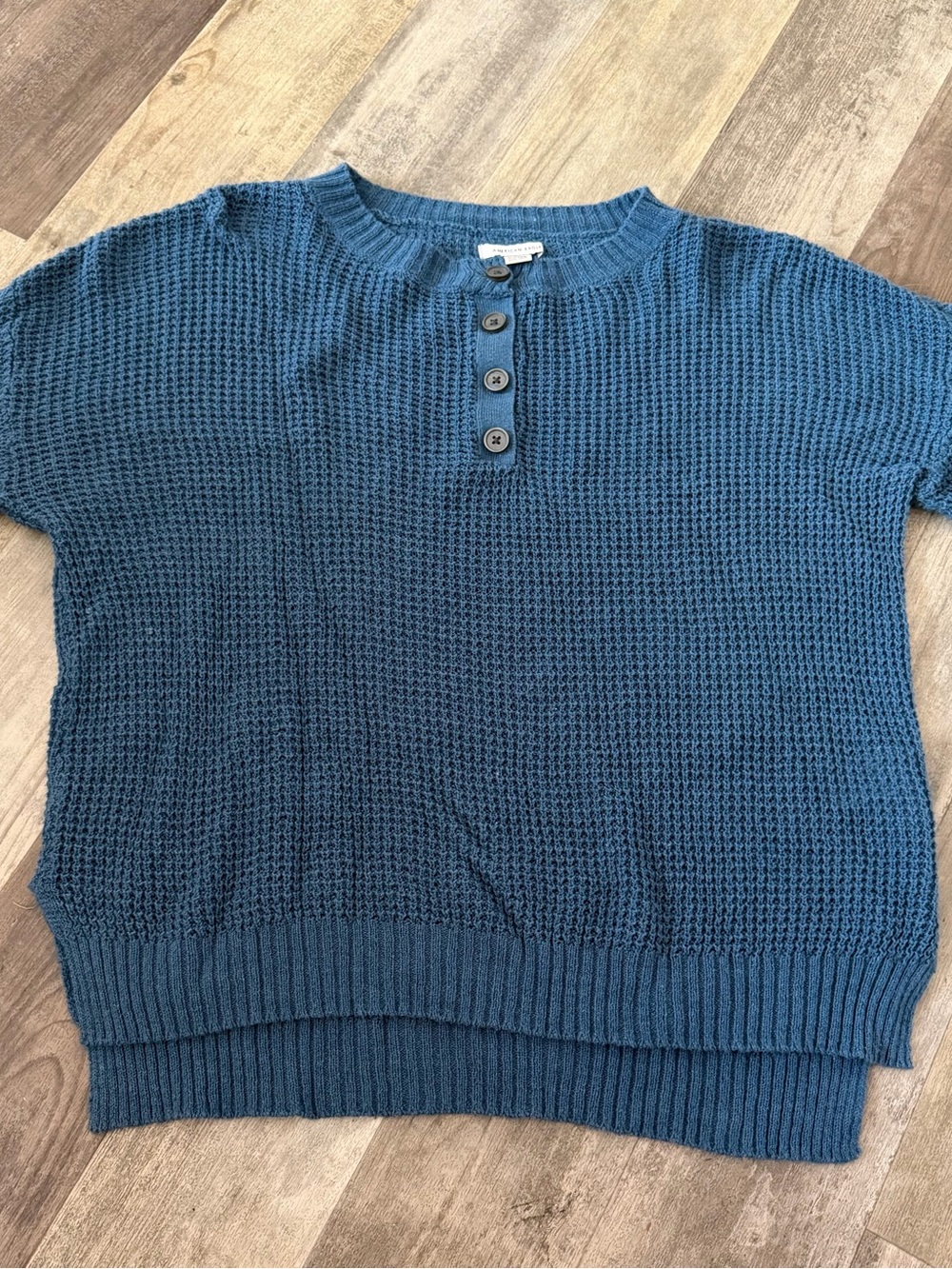 American Eagle Women’s Waffle Knit Sweater in Blue - Picture 1 of 3
